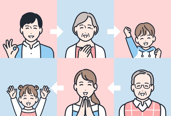 親子3世代間で思い出を送り合う様子